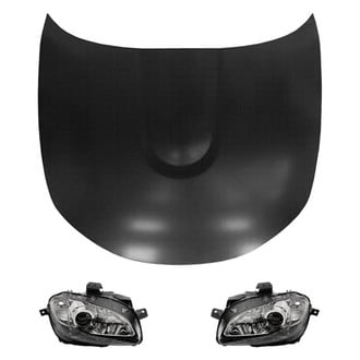 Replace® - 3-Piece Kit (Driver and Passenger Side Headlight Lenses and Housings, Hood Panel) (Brand New OE)