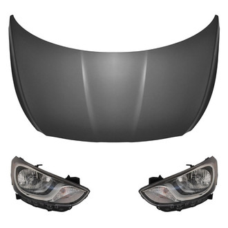 Replace® - 3-Piece Kit (Driver and Passenger Side Headlights, Hood Panel) (Brand New OE)
