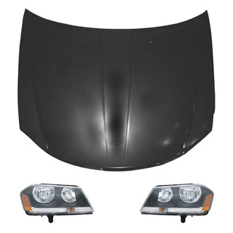 Replace® - 3-Piece Kit (Driver and Passenger Side Headlights, Hood Panel)