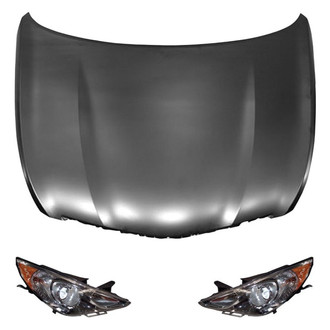Replace® - 3-Piece Kit (Driver and Passenger Side Headlights, Hood Panel) (Brand New OE)