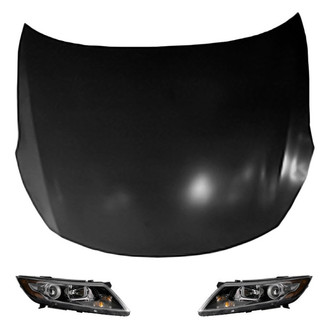 Replace® - 3-Piece Kit (Driver and Passenger Side Headlights, Hood Panel) (Brand New OE)