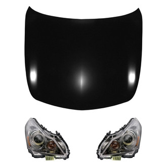 Replace® - 3-Piece Kit (Driver and Passenger Side Headlights, Hood Panel) (Brand New OE)