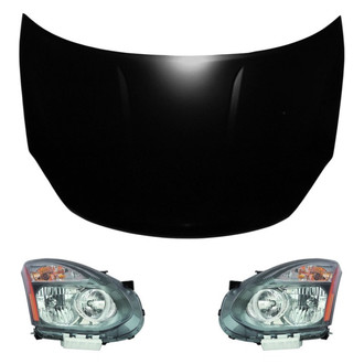 Replace® - 3-Piece Kit (Driver and Passenger Side Headlights, Hood Panel) (Brand New OE)