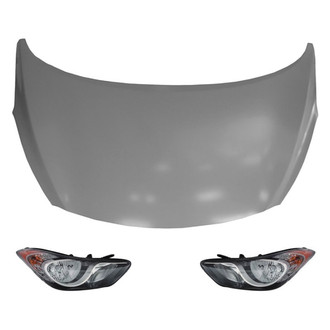 Replace® - 3-Piece Kit (Driver and Passenger Side Headlights, Hood Panel) (Brand New OE)