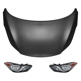 Replace® - 3-Piece Kit (Driver and Passenger Side Headlights, Hood Panel) (Brand New OE)