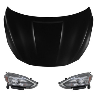 Replace® - 3-Piece Kit (Driver and Passenger Side Headlights, Hood Panel)