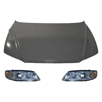 Replace® - 3-Piece Kit (Driver and Passenger Side Headlights, Hood Panel) (Brand New OE)