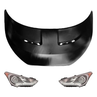 Replace® BNDL-215049 - 3-Piece Kit (Driver and Passenger Side Headlights, Hood Panel) (Brand New OE)
