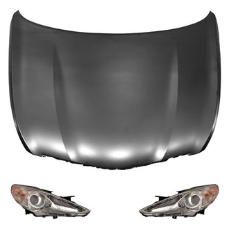 Replace® - 3-Piece Kit (Driver and Passenger Side Headlights, Hood Panel) (Brand New OE)