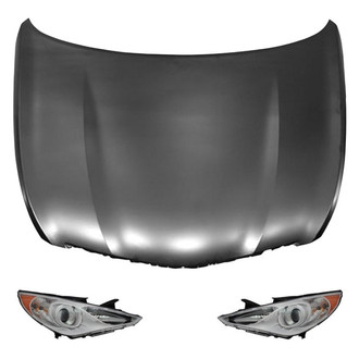 Replace® - 3-Piece Kit (Driver and Passenger Side Headlights, Hood Panel) (Brand New OE)