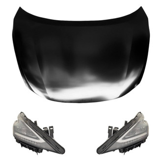 Replace® - 3-Piece Kit (Driver and Passenger Side Headlights, Hood Panel)
