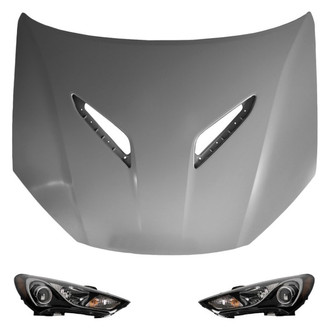 Replace® BNDL-215072 - 3-Piece Kit (Driver and Passenger Side Headlights, Hood Panel) (Brand New OE)