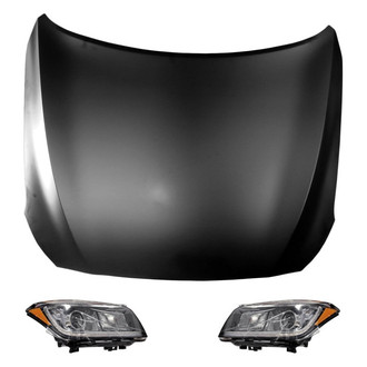 Replace® - 3-Piece Kit (Driver and Passenger Side Headlights, Hood Panel) (Brand New OE)