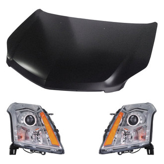 Replace® - 3-Piece Kit (Driver and Passenger Side Headlights, Hood Panel)