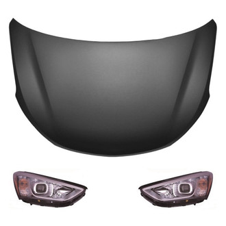 Replace® - 3-Piece Kit (Driver and Passenger Side Headlights, Hood Panel)