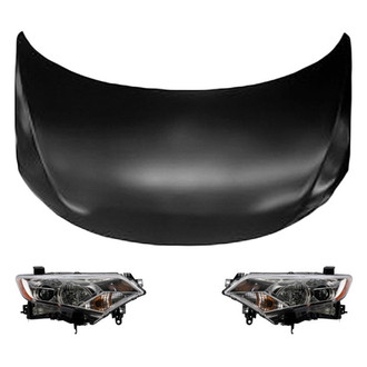 Replace® BNDL-215098 - 3-Piece Kit (Driver and Passenger Side Headlights, Hood Panel) (Brand New OE)