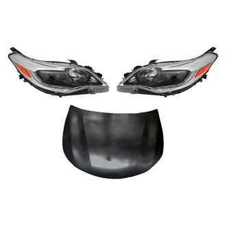 Replace® BNDL-215107 - 3-Piece Kit (Driver and Passenger Side Headlight Lenses and Housings, Hood Panel) (CAPA Certified)