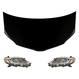 Replace® - 3-Piece Kit (Driver and Passenger Side Headlight Lenses and Housings, Hood Panel) (CAPA Certified)