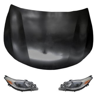 Replace® - 3-Piece Kit (Driver and Passenger Side Headlight Lenses and Housings, Hood Panel) (CAPA Certified)