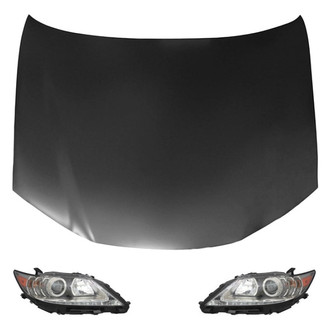 Replace® - 3-Piece Kit (Driver and Passenger Side Headlight Lenses and Housings, Hood Panel) (CAPA Certified)