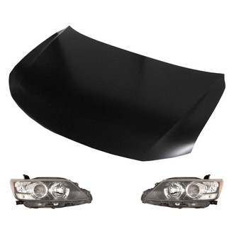 Replace® - 3-Piece Kit (Driver and Passenger Side Headlight Lenses and Housings, Hood Panel) (CAPA Certified)