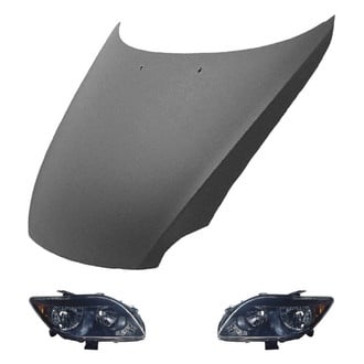 Replace® - 3-Piece Kit (Driver and Passenger Side Headlight Lenses and Housings, Hood Panel) (CAPA Certified)