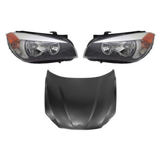 Replace® - 3-Piece Kit (Driver and Passenger Side Headlight Lenses and Housings, Hood Panel) (CAPA Certified)