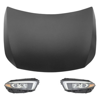 Replace® - 3-Piece Kit (Driver and Passenger Side Headlight Lenses and Housings, Hood Panel) (CAPA Certified)