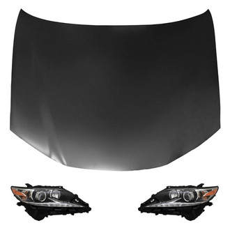 Replace® BNDL-215131 - 3-Piece Kit (Driver and Passenger Side Headlight Lenses and Housings, Hood Panel) (CAPA Certified)