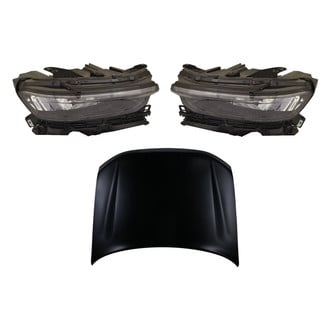 Replace® - 3-Piece Kit (Driver and Passenger Side Headlight Lenses and Housings, Hood Panel) (CAPA Certified)