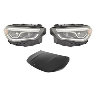 Replace® BNDL-215134 - 3-Piece Kit (Driver and Passenger Side Headlight Lenses and Housings, Hood Panel) (CAPA Certified)
