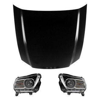 Replace® - 3-Piece Kit (Driver and Passenger Side Headlight Lenses and Housings, Hood Panel) (CAPA Certified)