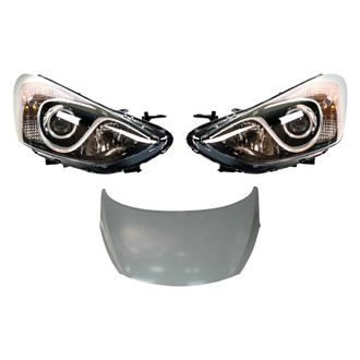 Replace® - 3-Piece Kit (Driver and Passenger Side Headlights, Hood Panel) (CAPA Certified)