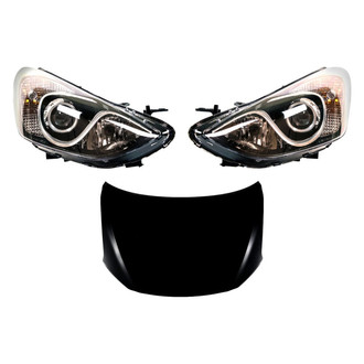 Replace® - 3-Piece Kit (Driver and Passenger Side Headlights, Hood Panel) (CAPA Certified)