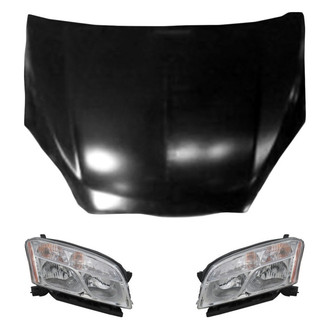 Replace® - 3-Piece Kit (Driver and Passenger Side Headlights, Hood Panel) (CAPA Certified)