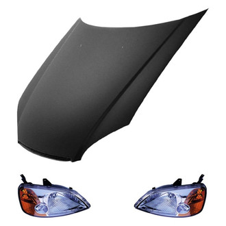 Replace® - 3-Piece Kit (Driver and Passenger Side Headlights, Hood Panel)