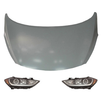 Replace® - 3-Piece Kit (Driver and Passenger Side Headlights, Hood Panel) (CAPA Certified)