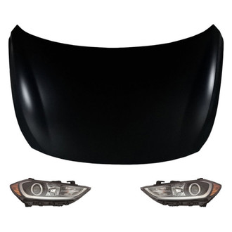Replace® - 3-Piece Kit (Driver and Passenger Side Headlights, Hood Panel) (CAPA Certified)
