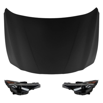 Replace® - 3-Piece Kit (Driver and Passenger Side Headlights, Hood Panel) (CAPA Certified)
