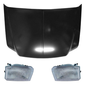 Replace® - 3-Piece Kit (Driver and Passenger Side Headlights, Hood Panel) (CAPA Certified)