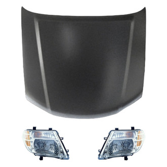Replace® - 3-Piece Kit (Driver and Passenger Side Headlights, Hood Panel) (CAPA Certified)