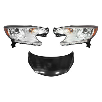Replace® - 3-Piece Kit (Driver and Passenger Side Headlights, Hood Panel) (CAPA Certified)