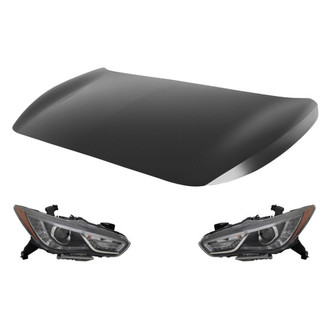 Replace® - 3-Piece Kit (Driver and Passenger Side Headlights, Hood Panel) (CAPA Certified)