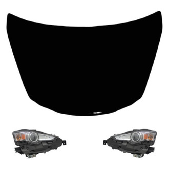 Replace® - 3-Piece Kit (Driver and Passenger Side Headlights, Hood Panel) (CAPA Certified)
