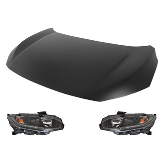 Replace® - 3-Piece Kit (Driver and Passenger Side Headlights, Hood Panel) (CAPA Certified)