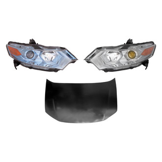 Replace® - 3-Piece Kit (Driver and Passenger Side Headlights, Hood Panel) (CAPA Certified)