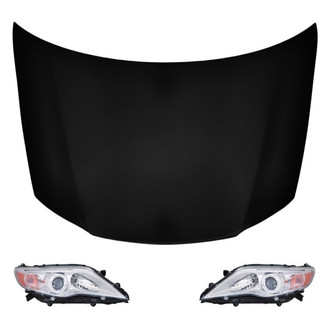 Replace® - 3-Piece Kit (Driver and Passenger Side Headlights, Hood Panel) (CAPA Certified)