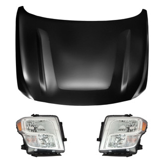 Replace® BNDL-215254 - 3-Piece Kit (Driver and Passenger Side Headlights, Hood Panel) (CAPA Certified)