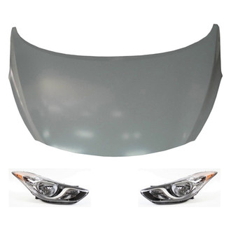 Replace® - 3-Piece Kit (Driver and Passenger Side Headlights, Hood Panel) (CAPA Certified)