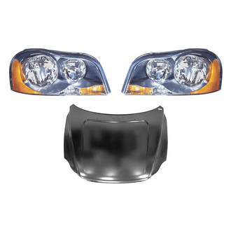 Replace® - 3-Piece Kit (Driver and Passenger Side Headlights, Hood Panel) (CAPA Certified)